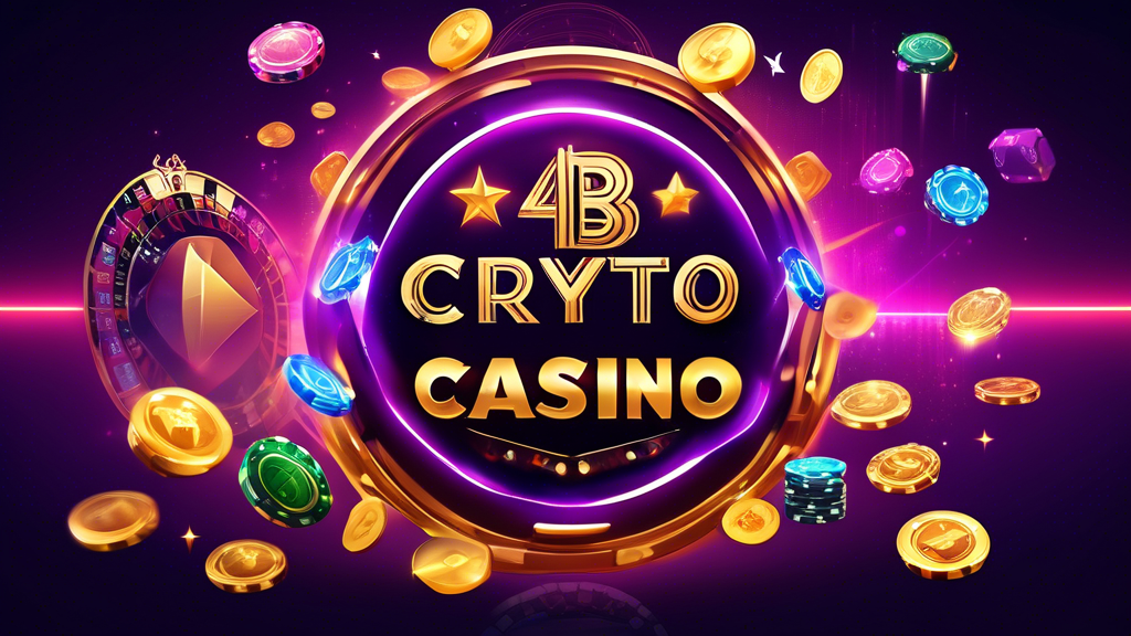 Create an image that visually captures the essence of The Best Crypto Casino in 2023. Showcase a vibrant and luxurious online casino environment with distinct sections highlighting Casino A, Casino B, Casino C, and Casino D. Include elements like high ratings, user-friendly interfaces, popular games such as slots and live dealers, and impeccable customer service icons. Use a futuristic theme with sleek, modern design and integrate subtle crypto symbolism like Bitcoin and Ethereum logos to underline the concept. The overall mood of the image should be exhilarating and enticing, drawing viewers into an ultimate online gaming experience.