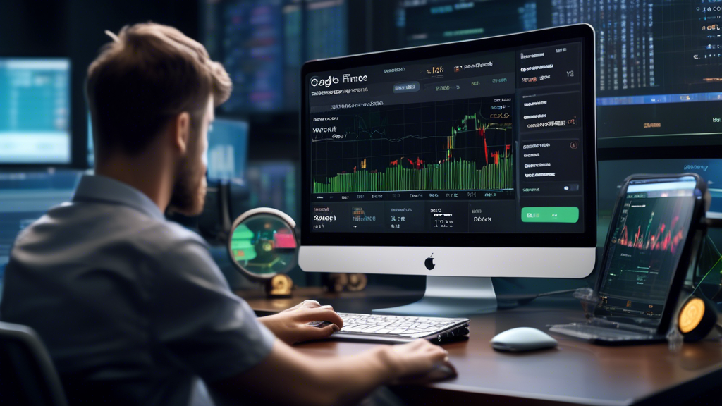 Create an image that portrays an advanced user interface on Google Finance for cryptocurrency management. The scene should include a computer screen displaying Google Finance with various cryptocurrencies listed, real-time price charts, and comparison graphs. Additionally, show pop-up alerts for price changes and news updates on the screen. Surrounding the computer, illustrate integrations with other financial and crypto tools or services, such as mobile apps, a notepad with written strategies, and a tablet displaying market news. The overall setting should be a modern, high-tech workspace.

Prompt: A modern workspace with a computer screen displaying an advanced Google Finance interface for cryptocurrency management. The screen shows various listed cryptocurrencies, real-time price charts, and comparison graphs. Pop-up alerts indicate price changes and news updates. Around the computer, there are integrations with financial and crypto tools and devices like mobile apps, a notepad with strategies, and a tablet with market news, highlighting a comprehensive setup for effective crypto management.