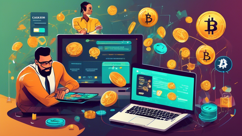 Prompt for DALL-E: Create an image depicting the process of choosing the best new online crypto casino. The scene should include elements like an individual examining a website on a computer, checking for licensing and user reviews, alongside visual representations of security icons such as padlocks and encryption symbols. Include an animated customer support agent ready to assist, and vibrant community engagement elements like social media icons and a forum discussion in the background. The overall aesthetic should be modern, high-tech, and user-friendly, reflecting the advanced digital environment of crypto casinos.