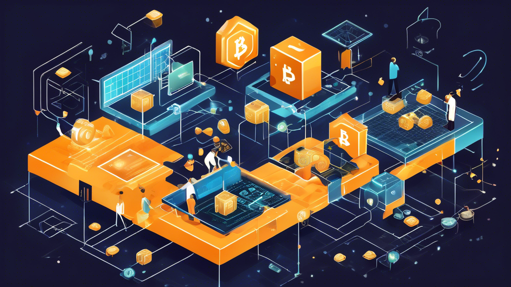 Create an image that illustrates the concept of how crypto currencies work. Include a visual representation of blockchain technology with interconnected blocks or ledgers, a depiction of the mining process with miners using computers, and various types of crypto wallets with icons representing hot and cold storage. Ensure the image highlights security elements to convey the importance of safeguarding crypto funds. Use a modern and tech-savvy art style to make the complexities of cryptocurrencies engaging and accessible to beginners.
