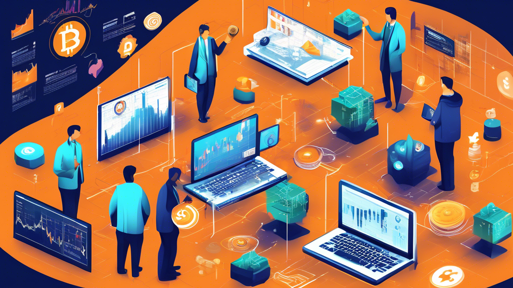 Create an image depicting a digital landscape filled with various cryptocurrency symbols, such as Bitcoin and Ethereum, interspersed with graphs and charts showing market trends. Include elements representing news resources, such as newspapers and social media icons, to illustrate the importance of staying informed. In the background, add a diverse group of traders engaged in discussion, symbolizing community engagement, with a dynamic feel that conveys adaptability to market volatility. The overall tone should be vibrant and tech-forward, reflecting the fast-paced world of crypto trading.