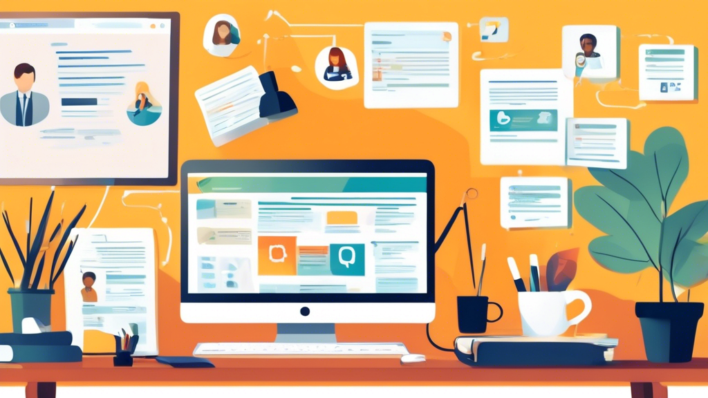 A computer screen displaying a search engine results page with various legal directories, review websites, social media icons, and attorney websites. The background shows a cozy home office setting with a person sitting at a desk, typing and researching personal injury lawyers in their area.