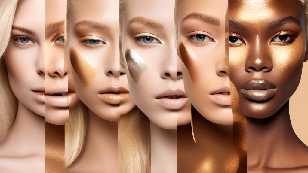 Create an image illustrating the perfect match between blonde foil colours and various skin tones. The image should feature three different models, each representing cool, warm, and neutral undertones. The models should be portraying diverse skin tones with corresponding blonde hair foils that enhance and complement their individual undertones. Include labels for Cool Undertones, Warm Undertones, and Neutral Undertones, alongside swatches of blonde foil colours best suited for each skin tone. Make the background simple and clean to keep the focus on the hair and skin tone match.