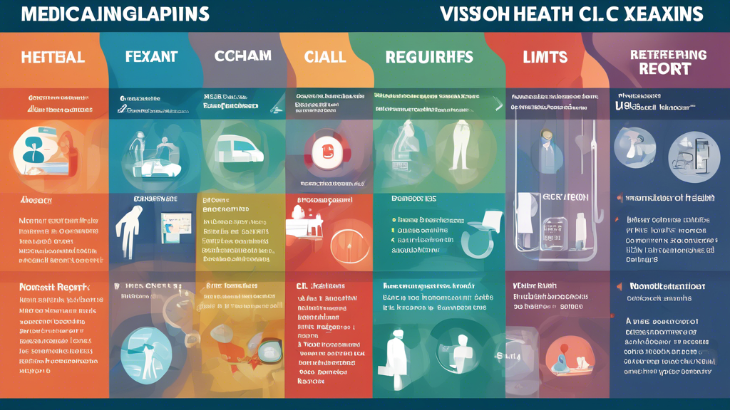 Create a detailed infographic illustrating the specific health criteria drivers must meet according to federal and state regulations for a CDL health exam. The image should include labeled sections for vision requirements, hearing standards, blood pressure limits, and other key medical standards. Use clear icons and text to represent each health criterion, and include a small section at the bottom for relevant documentation like the Medical Examination Report (MER) Form, MCSA-5875.