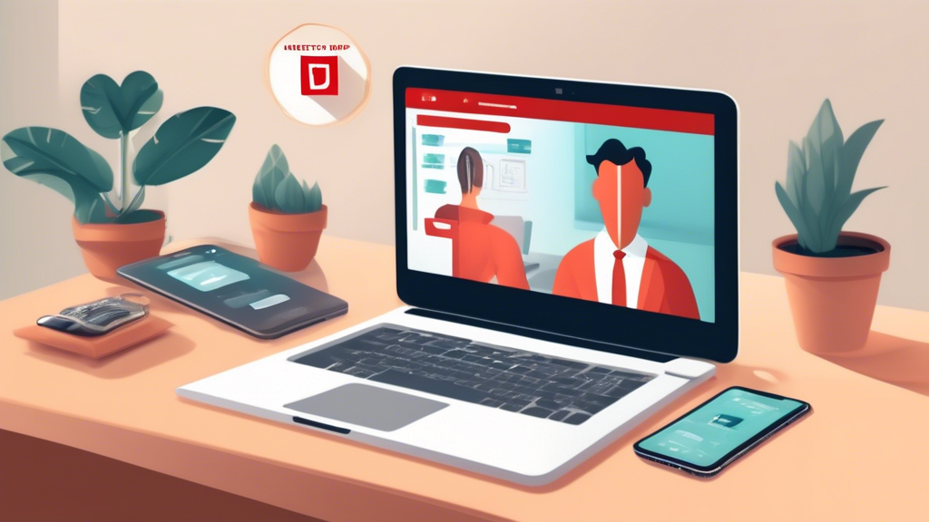 Create an image that shows a step-by-step guide for setting up a VPN to watch Netflix. The scene should include a person sitting at a desk with a laptop and a smartphone, showing various screens: choosing a reliable VPN provider, installing the VPN on the laptop, and configuring it on both the laptop and smartphone. Also, include a smart TV in the background with Netflix ready to be accessed once connected to the VPN server. The mood should be informative and user-friendly, simplifying the VPN setup process for streaming Netflix content.