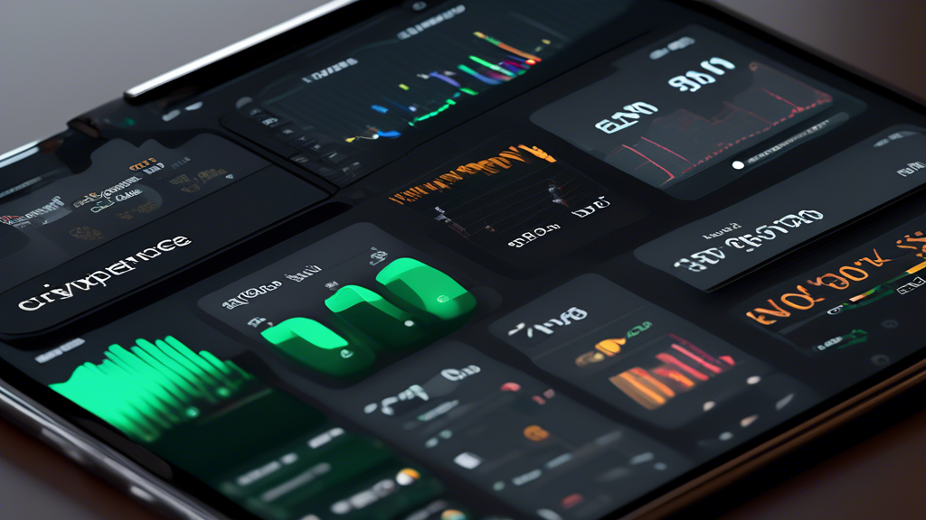 Create an image showing a futuristic, sleek user interface of Google Finance on a high-tech device, displaying a detailed cryptocurrency portfolio. The screen should highlight interactive charts, historical data, and customizable watchlists with alerts. The background should include stylized elements representing popular cryptocurrencies like Bitcoin and Ethereum. Icons and UI elements should suggest ease of use and sophistication, making it clear that this setup is designed for thorough cryptocurrency analysis.