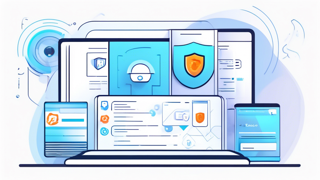 Create an image of a modern browser interface with a sidebar showing features like Built-in VPN and Proxy Servers highlighted. The background should include icons symbolizing privacy and security measures such as locks, shields, and encryptions. The overall design should be sleek and techy, with elements indicating unblocked websites and streaming services in the browser window.