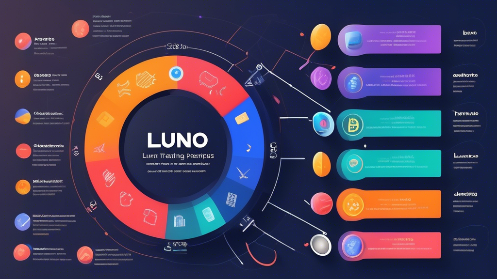 Create an educational infographic showcasing the basics of Luno trading. Include sections that illustrate different cryptocurrency pairs available on the Luno platform, simple trading strategies for beginners, and a list of common mistakes to avoid when starting out. Use a visually appealing design with icons representing cryptocurrencies, trading charts, and caution signs for mistakes to enhance understanding. The color scheme should be sleek and modern, reflecting the digital nature of cryptocurrency trading.