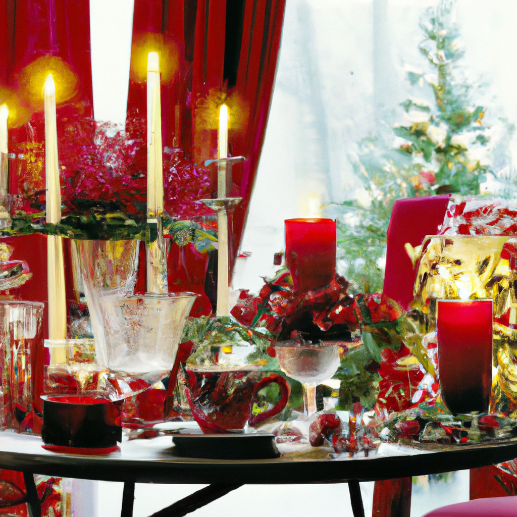 Create an image of a cozy living room beautifully decorated for Christmas. Focus on a variety of Christmas candle holders on display, including budget-friendly options and luxury picks. Show a mix of candle holders, both online, and in-store, highlighting where to shop for them. The room should include subtle festive décor, such as a decorated Christmas tree in the background, garlands, and twinkling fairy lights, to emphasize the holiday shopping theme.