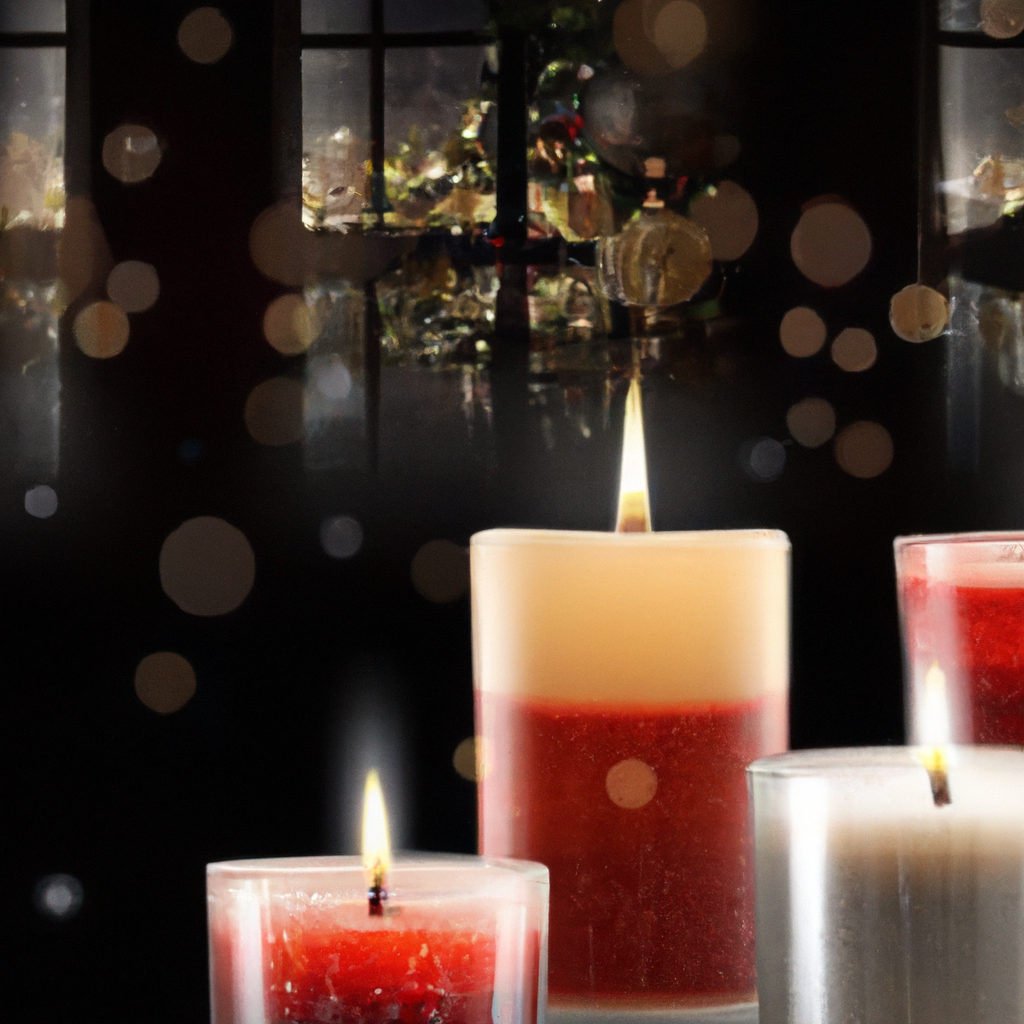 Create a detailed image showing a selection of high-quality battery-operated window candles, highlighting key features such as adjustable brightness levels, long battery life, and timer settings. Include a side-by-side comparison of top brands and models, showing their unique designs, packaging, and any special attributes. Add a background that suggests a cozy home environment, possibly featuring windowsills and interior decor complementing the candles. Additionally, include small text annotations pointing out the highlighted features.