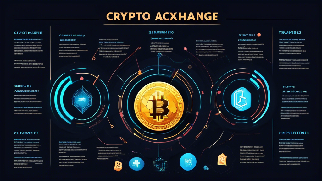 **DALL-E Prompt:** Create an informative and visually appealing infographic that illustrates the key factors to consider when choosing a crypto exchange. Include elements such as a checklist for security features, user interface design comparisons, and a breakdown of fee structures. Incorporate symbols for different cryptocurrencies and trading options, and use a color scheme that reflects a modern digital finance theme. Aim for a clear layout that would be helpful for beginners looking to navigate the world of crypto exchanges.
