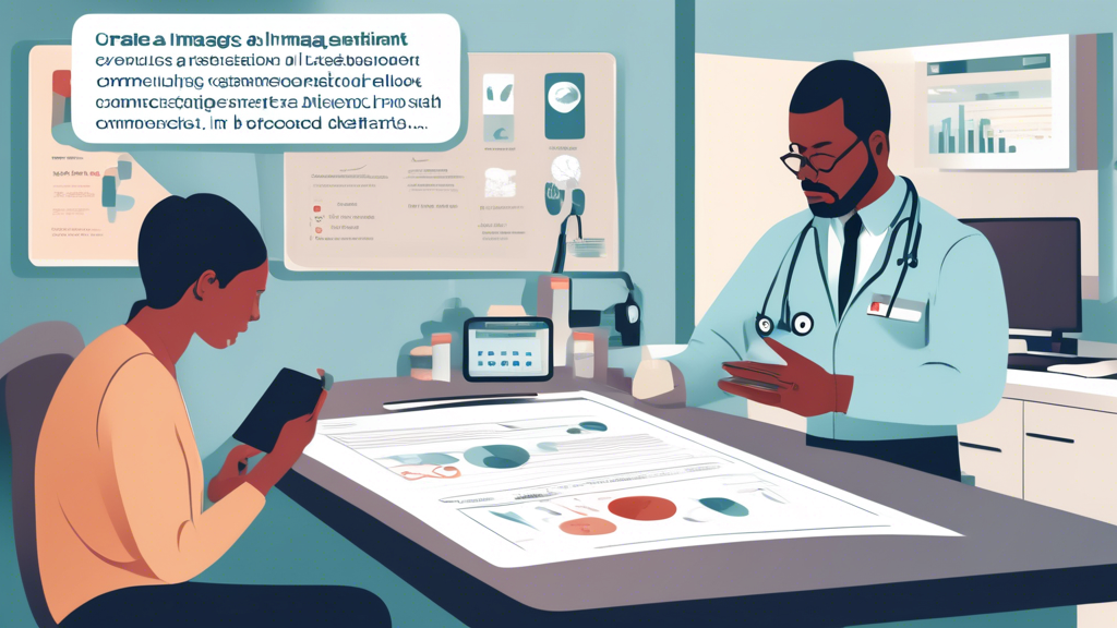 Create an image illustrating a DOT physical appointment in progress. Show a medical examiner conducting health evaluations on a commercial truck driver in a clinical setting. Include visual representations of common health indicators being checked, like blood pressure, vision, and reflexes. The atmosphere should be professional yet approachable. In the background, depict a certification process, including paperwork indicating the outcome and next steps after the examination.