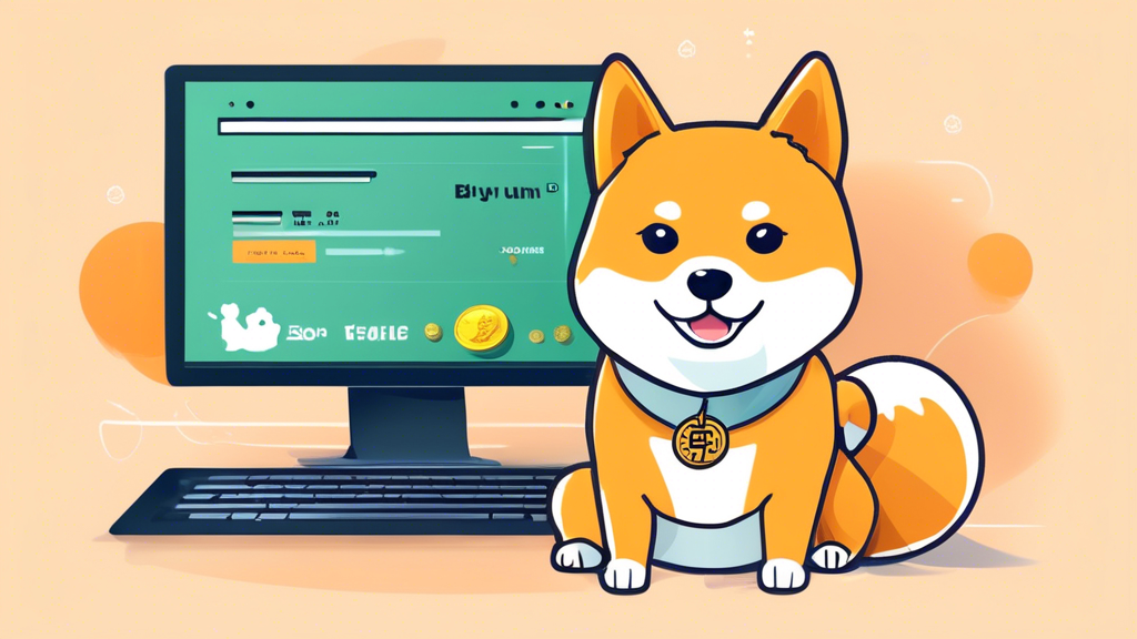 **DALL-E Prompt:** Create an informative and visually appealing illustration that depicts the step-by-step process of buying Shiba Inu Coin. Include elements such as a user interface of a cryptocurrency exchange on a computer screen, a person creating an account and verifying their identity, and an image of a cute Shiba Inu dog symbolizing the coin. Incorporate icons representing digital wallets, funding methods, and a checkmark to indicate a successful purchase. The background should be colorful and engaging, reflecting the vibrant world of cryptocurrency.