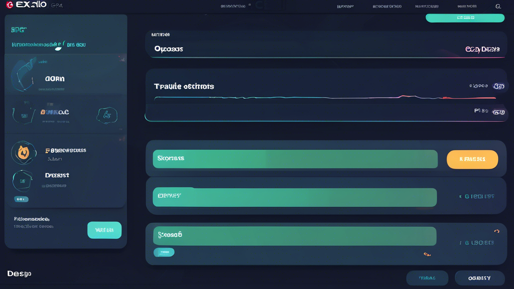 Create an image showcasing the key functionalities of the CEX.IO app for trading cryptocurrencies. The interface should be visually appealing, highlighting sections such as the wallet, market, and transaction history. Include graphics for depositing and withdrawing funds, displaying the steps and options available. Also feature the trading interface with options for placing market and limit orders. Ensure the design is user-friendly and clearly labeled to guide users through the app