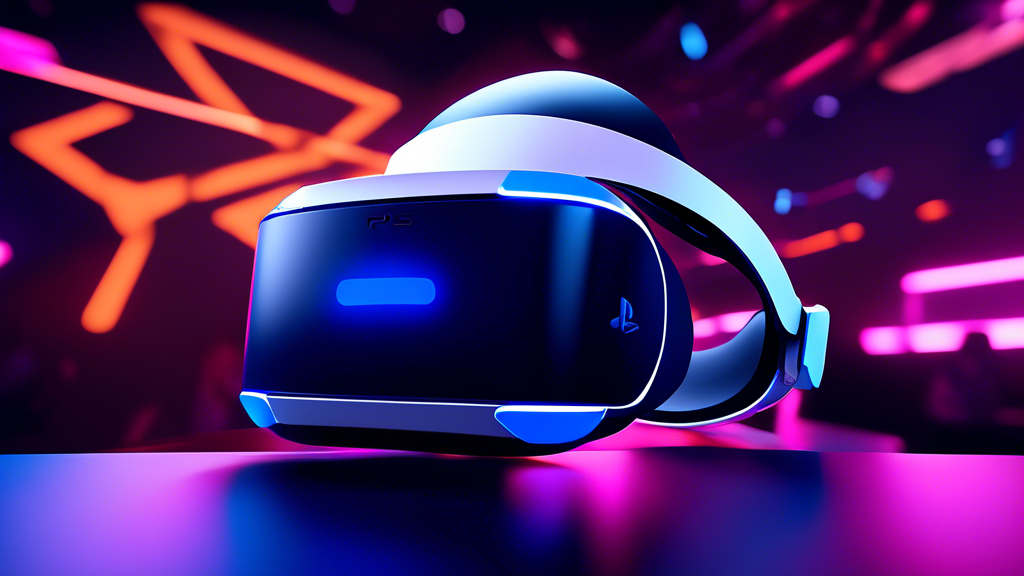 Create an image showcasing a selection of exclusive PS VR2 game titles, with vivid, immersive scenes from these games demonstrating the advanced hardware capabilities of the PS VR2 headset. The backdrop should be a futuristic gaming setup with vivid colors and dynamic lighting. Highlight popular games and tease upcoming releases to showcase the excitement and cutting-edge features of the PS VR2 gaming experience.