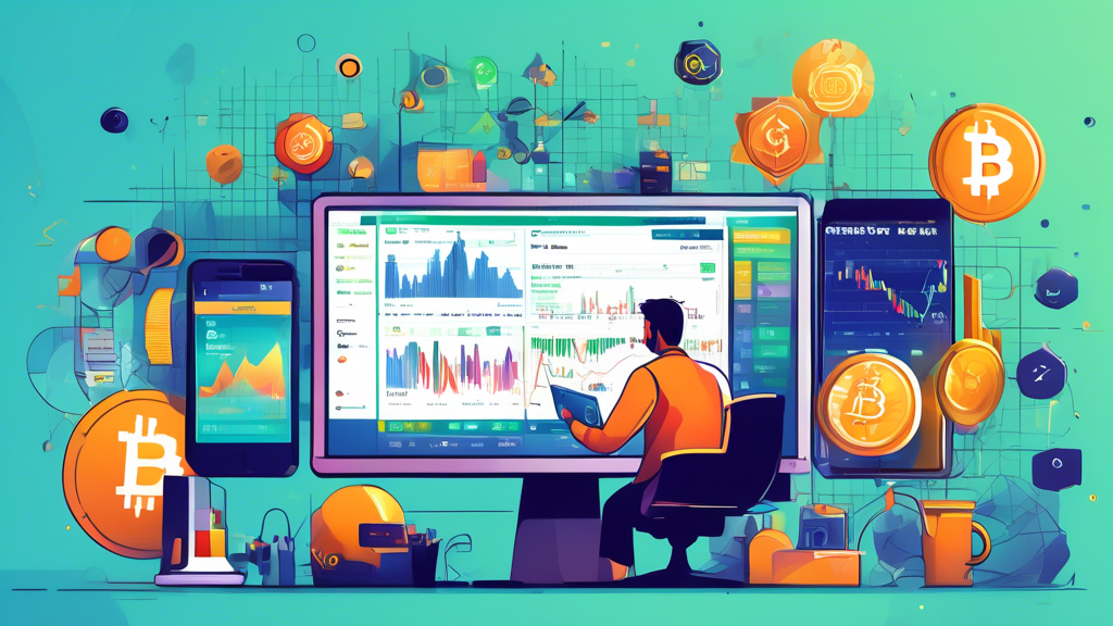 Create an informative and visually engaging illustration depicting the essential tools and resources for day trading crypto. Include elements like a computer screen displaying popular trading platforms, technical analysis charts with indicators, and a smartphone showing social media feeds and online forums for crypto discussions. Capture a diverse group of traders collaborating and sharing insights in a vibrant digital workspace, emphasizing community learning and modern technology in the crypto trading realm.