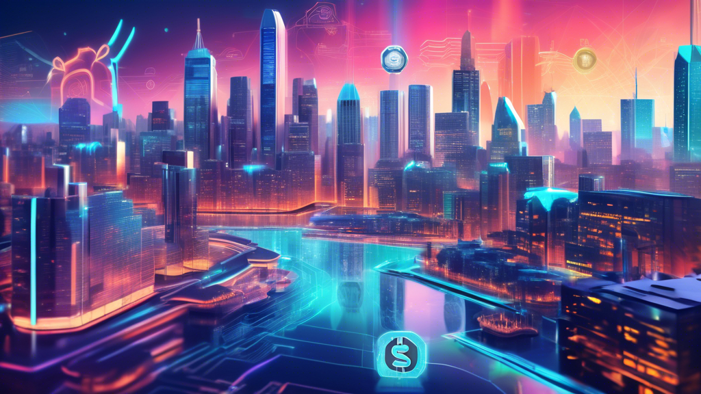 Prompt for DALL-E:

Create an image that represents the future trends of Canadian cryptocurrency exchanges. The scene should include sleek, futuristic technology interfaces showing cryptocurrency trading with holographic charts and data visualizations. Incorporate elements like blockchain symbols and decentralized finance (DeFi) icons. The background should feature a modern cityscape with subtle Canadian landmarks, suggesting growth and innovation in Canada