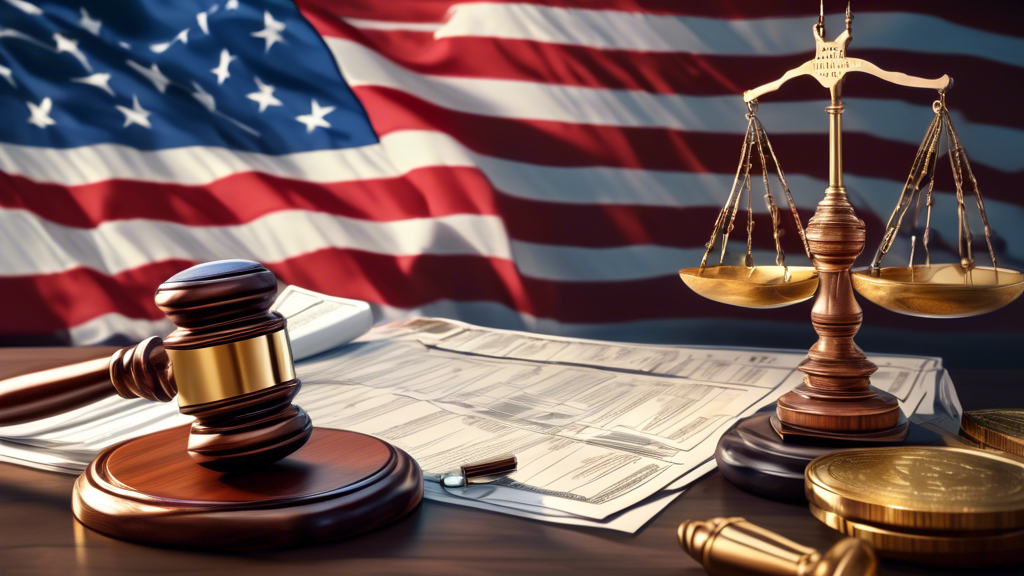 Create an image depicting the complex legal landscape of crypto futures trading in the United States. The scene includes a judge