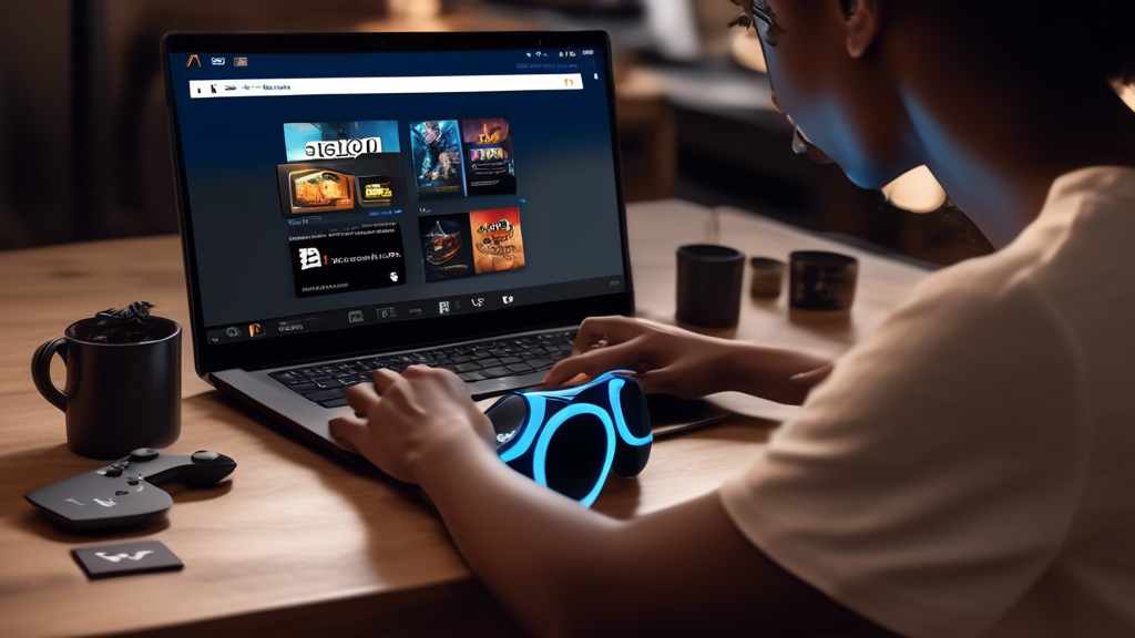 Create an image of a person browsing on their laptop, looking at Amazon