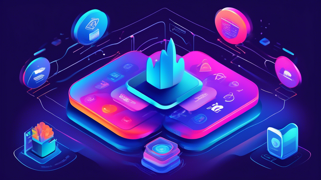 Create a high-tech, modern illustrated scene comparing the top VPN services of 2023. Split the image into sections featuring icons or logos of leading VPN providers like NordVPN, ExpressVPN, and CyberGhost. Include graphical elements representing speed and performance analysis, as well as price tags to show value for money. Use a sleek, professional design with vibrant colors to capture the essence of cutting-edge technology and reliable internet security.
