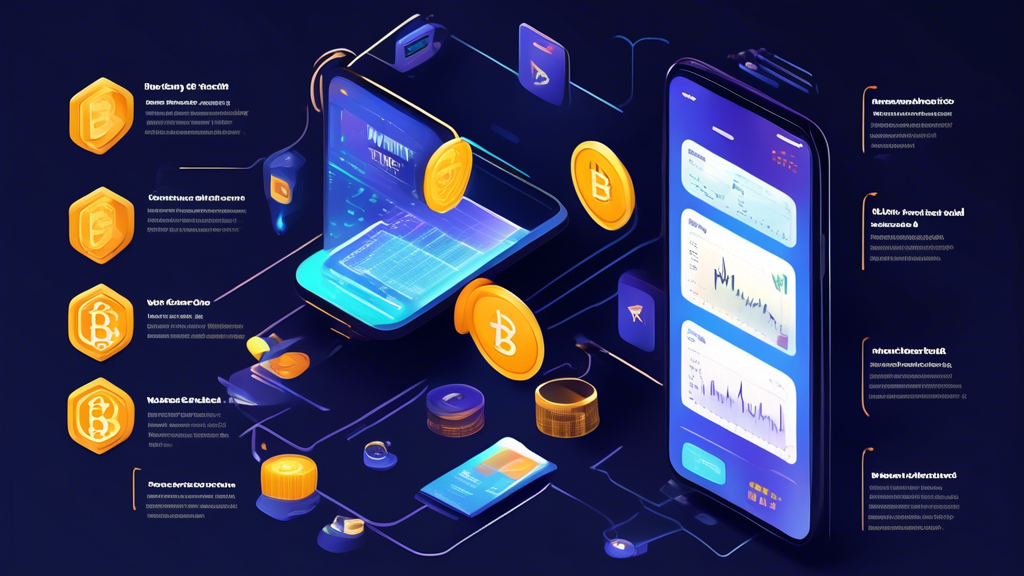 An illustrated infographic showing the step-by-step process of creating and funding a Webull account for cryptocurrency trading. The design includes visuals of a smartphone displaying the Webull app interface, along with icons representing various funding options like bank transfer or debit card. Include elements that emphasize account security, such as a lock icon, and highlight key features of the Webull platform. Use a modern, tech-inspired color scheme to reflect the digital finance world, with the text 