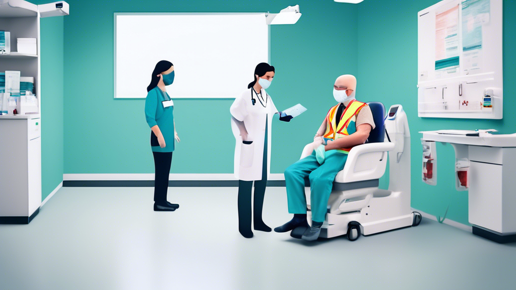 A DALL-E prompt for an image that relates to outline point #3 might look like this:Create an image of a commercial driver receiving a DOT physical at an urgent care center. The driver is seated, and a certified medical examiner is conducting a health assessment. The setting should depict a modern, well-equipped urgent care facility with clear signage and a welcoming environment. Emphasize the convenience and efficiency of the service, with elements like a clock showing quick service time and a cost comparison chart displaying affordable prices and insurance acceptance.