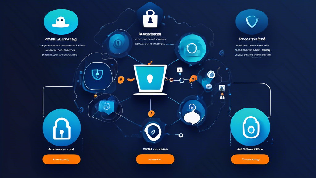 A visual representation of the key features of the Avast Online Security and Privacy Extension. Depict an interconnected web of security icons, including a shield symbolizing web tracking prevention and anti-phishing, a padlock for anti-hacking and anti-scam protection, and additional symbols for features like Webcam Shield and VPN. Use a sleek, modern design with a slight blue and green color palette matching Avast