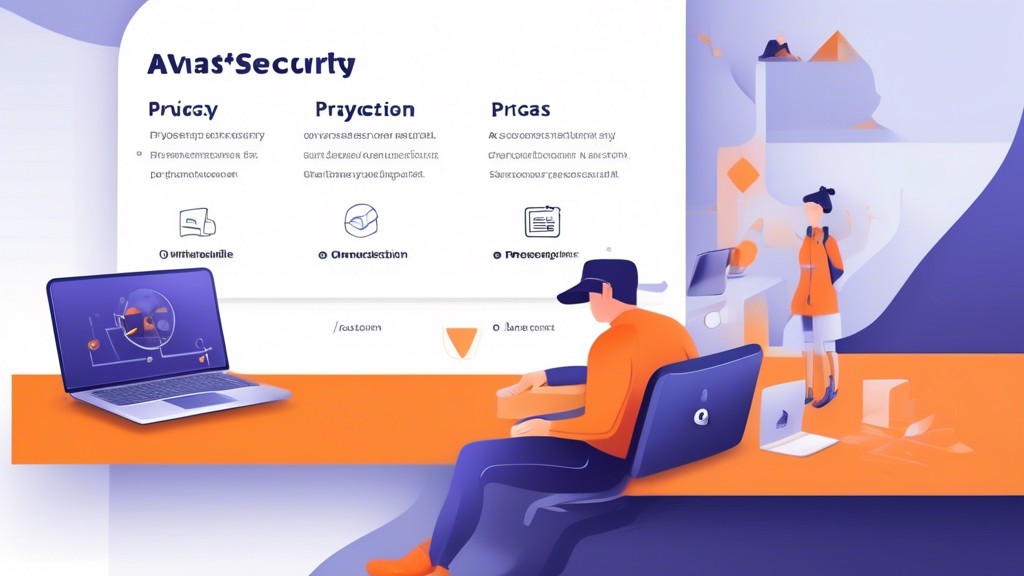 Create an image that illustrates the process of installing and configuring the Avast Online Security and Privacy Extension. The visual should include a computer screen displaying a step-by-step guide with a focus on ease of navigation and setting options for optimal online protection. The background should also subtly feature the Avast logo and iconography related to online security and privacy.