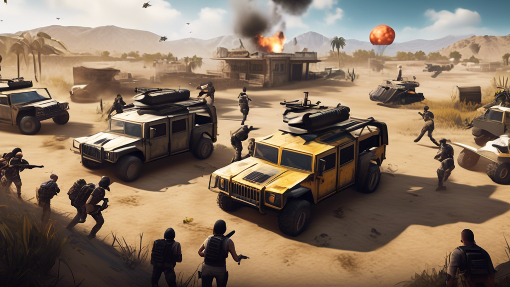 Create an image of a PUBG tournament setting with players intensely engaged in the game. Show a team performing a strategic landing in a popular in-game location while coordinating their looting techniques. Highlight detailed combat tactics and positioning as players manage resources, cover each other, and prepare for an intense battle. Include elements that reflect teamwork, tactical planning, and high-stakes competitive gameplay.