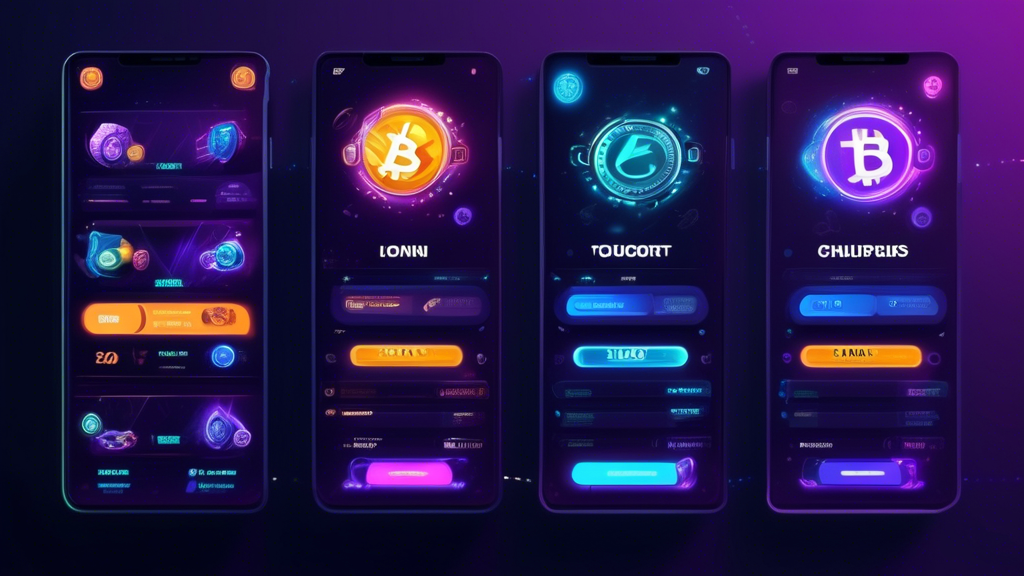 A futuristic online interface showcasing the top crypto casinos of 2023. Each casino is represented by a sleek, modern logo on a digital leaderboard. The background features icons for various cryptocurrencies like Bitcoin, Ethereum, and Litecoin. Highlight benefits such as generous bonuses, 24/7 customer support, and seamless transaction ease with colorful, eye-catching graphics. Include a vibrant, digital currency-themed background to convey a secure and enticing gambling environment.
