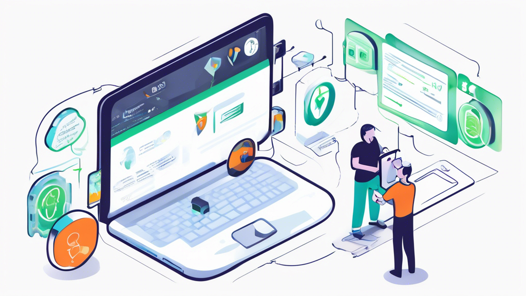 Prompt: Create an illustration that visualizes a step-by-step guide for setting up IPVanish VPN. The image should include a user-friendly interface on a computer or smartphone screen, with highlighted steps and key features being pointed out. Additionally, include icons or small images representing tips for optimal usage, configuration settings, and a troubleshooting section. The overall style should be clean, modern, and informative, making it easy for viewers to follow the guide and understand the instructions.