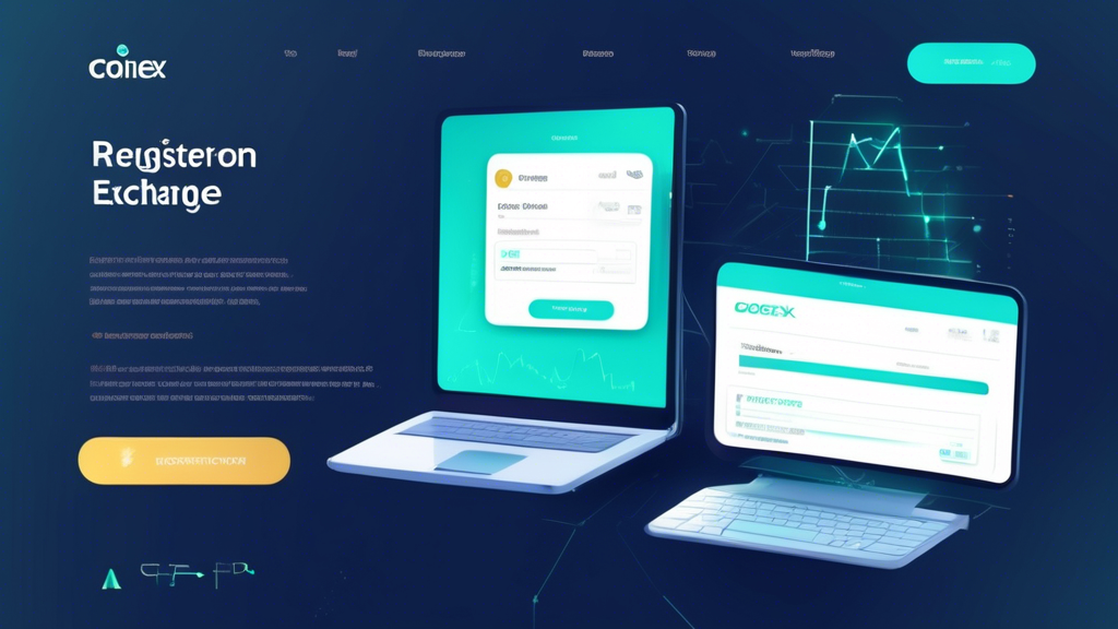 Create an image of a user-friendly interface showing the step-by-step process of registering on CoinEx Exchange. This should include elements like filling out a registration form, email verification, logging in securely, and making the first deposit. Highlight features like secure login, user verification, and an intuitive dashboard where deposits and withdrawals can be managed easily. The design should be modern and clean, reflecting the advanced technology and security measures of the platform.