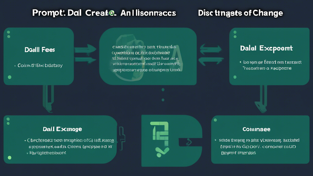 Prompt for DALL-E:

Create an image that illustrates the advantages and disadvantages of using CoinEx Exchange. The image should have a balanced split, with one side showcasing the benefits such as low transaction fees, a wide variety of cryptocurrencies, and user-friendly interface. The other side should represent the drawbacks, including limited customer support, potential regulatory issues, and market risks. Around the image, include diverse user testimonials and opinions depicted in speech bubbles.