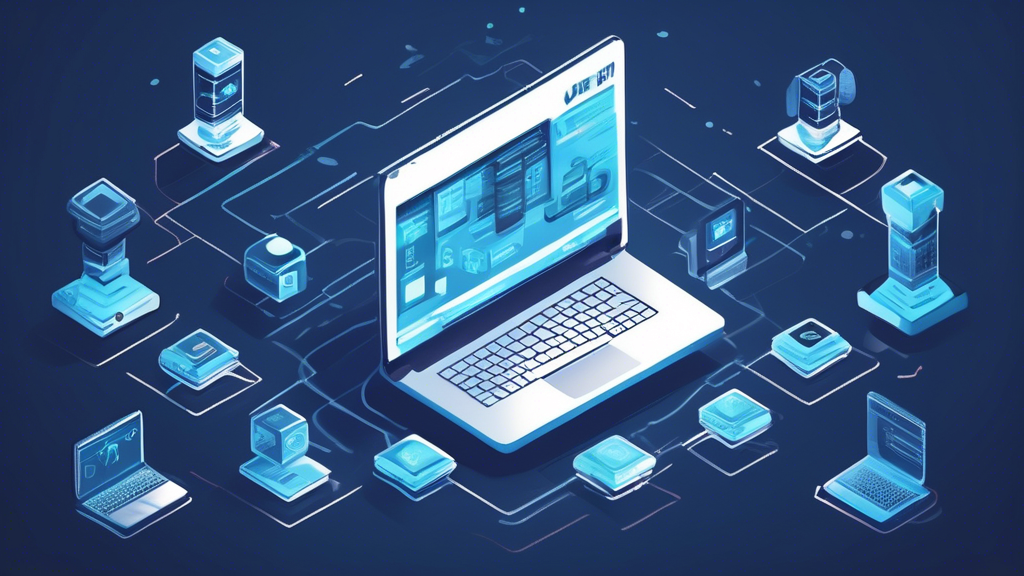 An illustrated step-by-step guide showing the process of downloading, installing, and configuring PIA VPN on a laptop and smartphone. The image includes clear icons and graphics for each stage of the setup, with emphasis on customizing settings and optimizing performance for maximum online privacy and security.