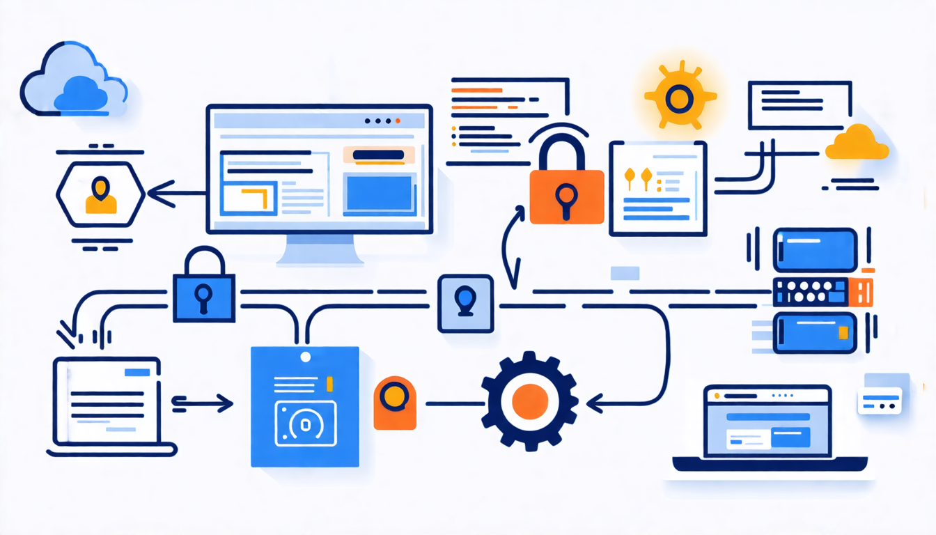 Create a technical infographic illustrating the process of how SmartDNS works. Display a flowchart showing the interaction between a user