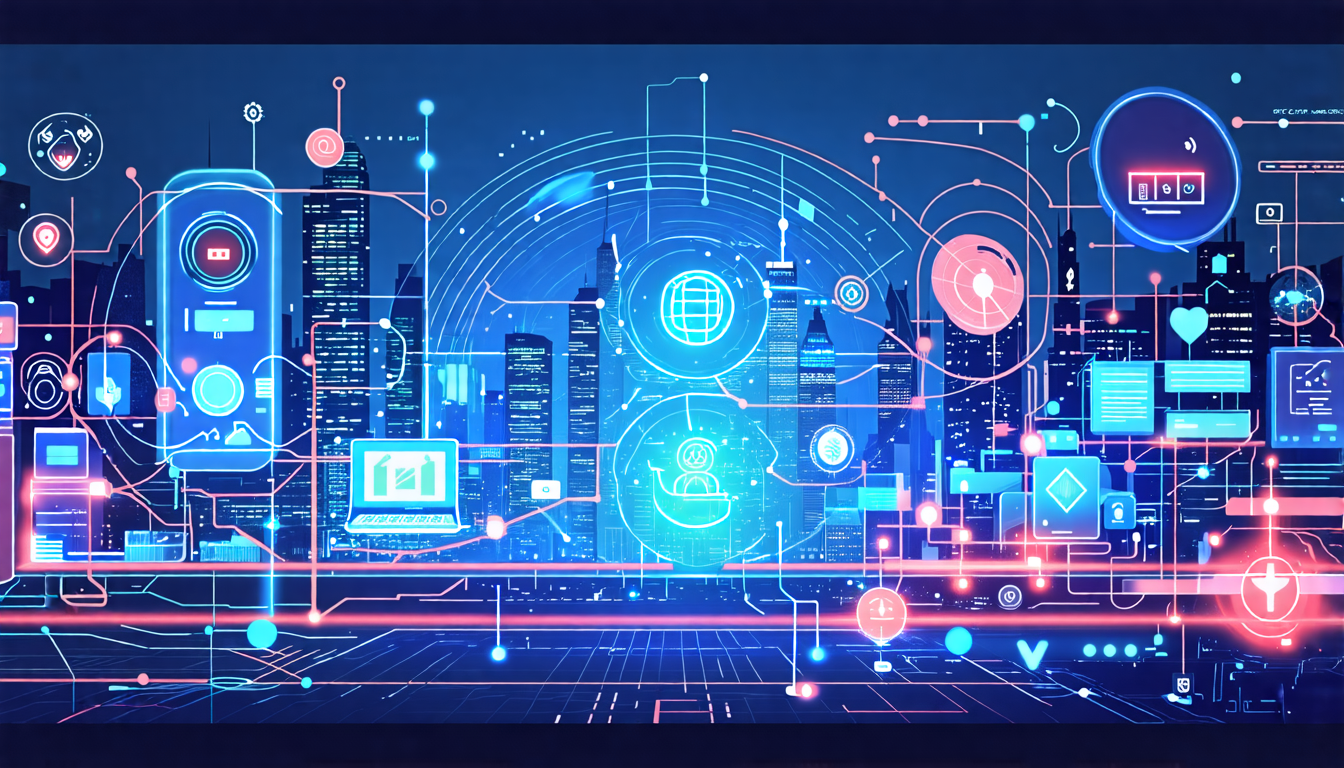 **DALL-E Prompt:** Create an image portraying the future trends and developments in Narrowband IoT. The image should feature interconnected smart devices with futuristic designs, integrated with 5G signals, showcasing a vibrant, advanced network. Include elements like data flow, high-tech infrastructure, and diverse applications such as smart cities, healthcare devices, and industrial automation. The overall theme should reflect innovation, growth, and strategic adoption in the realm of Narrowband IoT.