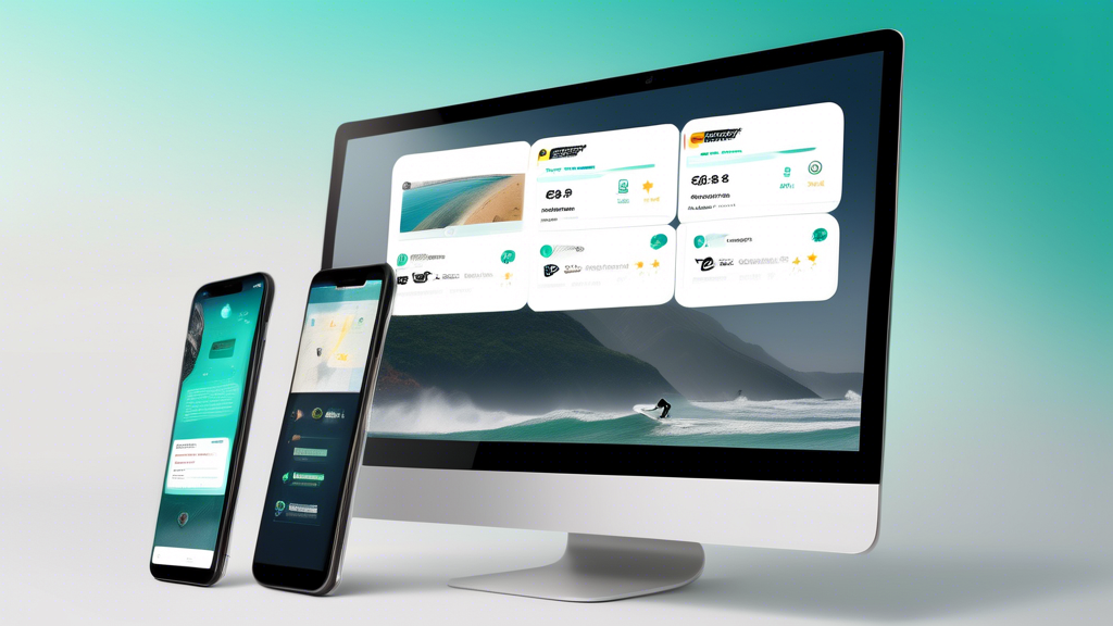 Create an image that showcases a collage of customer reviews and expert ratings for Surfshark VPN. Include star ratings, short testimonials, and comparison charts with other VPN services. The background should be a sleek, tech-inspired design with subtle elements like servers and digital security icons. Include a final recommendation stamp that says 