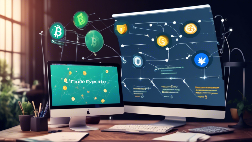 Create an image that showcases the process of choosing the best platform to trade cryptocurrencies according to individual needs. The image should include a person comparing different platforms on multiple screens, looking at various factors like reputation, user reviews, interface usability, customer support, and educational resources. The background should have elements representing user analysis and decision-making, such as charts, rating stars, and question marks. Include a modern tech-savvy atmosphere, reflecting the dynamism of the crypto market.

Incorporate the keyword: best platform to trade crypto.
