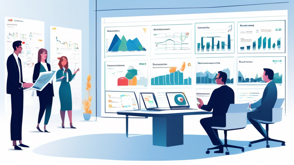 Prompt for DALL-E: A detailed and professional illustration showing a business meeting in a modern office. On one side of the room, executives are analyzing charts and graphs showing comparison metrics and criteria for choosing a white label exchange platform. On the other side, a presentation screen displays testimonials and case studies from companies who have successfully adopted white label exchanges. The background includes a stylish setup with office decor and branding elements, emphasizing the importance of decision-making and analysis in choosing the right white label exchange platform.