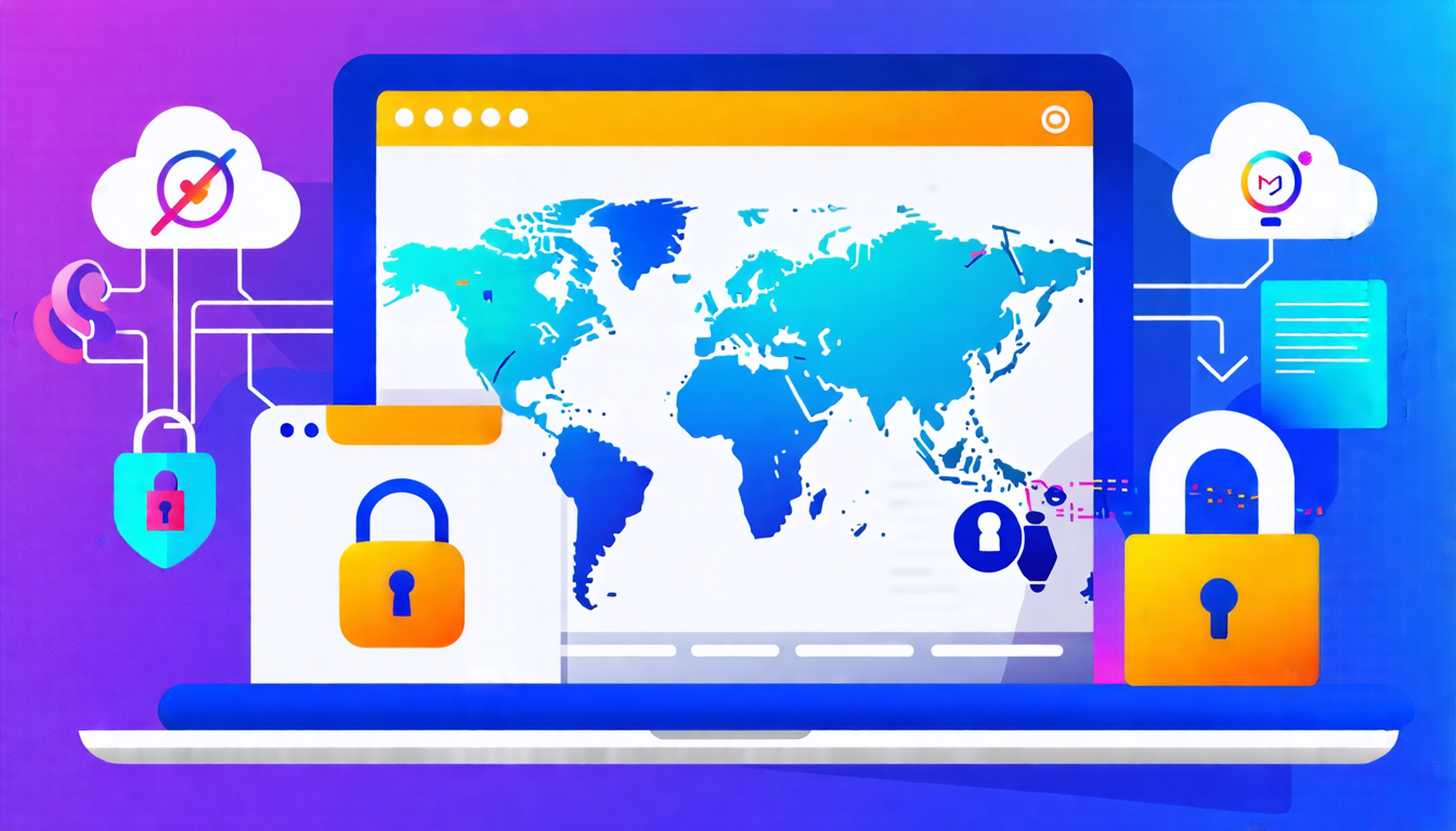Create an image that showcases the key advantages of smart DNS proxy servers. The image should feature a sleek digital interface highlighting enhanced internet speeds, improved privacy with a secure lock icon, and global network lines representing accessible geo-restricted content. Incorporate elements like high-speed data flow, a global map, and security symbols to visually communicate faster speeds, increased accessibility, and better security. Banner text: Unlock the Benefits: Speed, Access, Security with Smart DNS Proxy Servers.