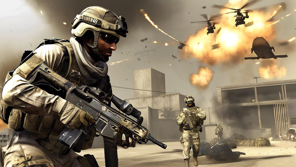 Create a high-energy, action-packed scene from Call of Duty Modern Warfare 2 on PlayStation 4. Focus on showcasing advanced strategies: a player selecting a powerful weapon loadout, strategically positioning on a map, and skillfully executing tactical movements and combat techniques. Highlight elements like detailed weaponry, strategic map layouts, and dynamic movement in intense combat settings. Ensure the scene exudes the thrill and intensity of mastering advanced gameplay.