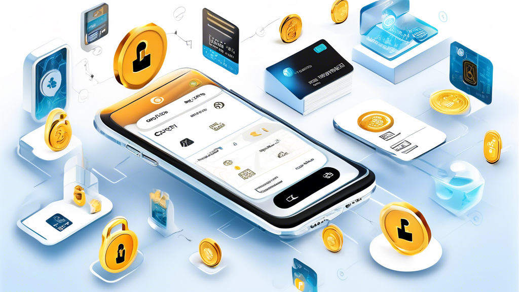 Create an image depicting the enhanced security and convenience of using a crypto card. The image should show a sleek crypto card with a digital padlock symbol representing security, surrounded by icons of encryption and blockchain technology. Additionally, include a smartphone displaying a crypto wallet app with real-time transaction alerts. In the background, illustrate various international locations and popular merchants to emphasize global acceptance and support.