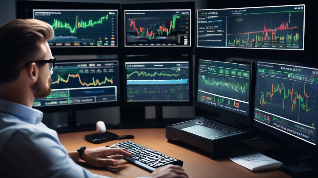 Prompt for DALL-E: A detailed illustration depicting key strategies for effectively managing a Thinkorswim margin account. The scene includes a digital dashboard displaying margin requirements and maintenance alerts. Around the main screen, additional elements highlight tips for minimizing risk, maximizing gains, and avoiding common mistakes. The background shows financial charts and graphs, emphasizing a beginner investor successfully navigating their account.