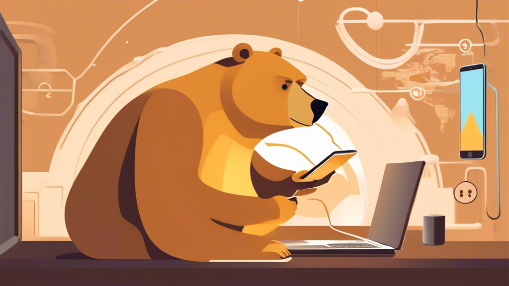 An illustration depicting the disadvantages of using TunnelBear VPN. The image should highlight key issues such as data limitations in the free version, mediocre performance, and slower connection speeds compared to other VPNs, and the lack of advanced features like split tunneling and P2P support. Utilize a contrasting color scheme to emphasize the challenges faced by users. Optionally, incorporate TunnelBear