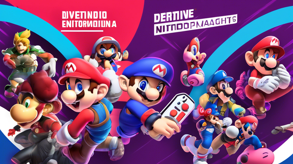 DALL-E prompt: Create an image that showcases the impact of Nintendo Esports on the broader gaming community and industry. Imagine a dynamic scene featuring diverse groups of people engaged with Nintendo esports: excited fans watching a live broadcast, players competing in an intense match, and sponsors’ banners highlighting well-known brands. Include elements like vibrant livestream graphics, trending social media hashtags, and a virtual audience to emphasize community engagement and digital interaction. Visualize an energetic atmosphere, celebrating the economic and social implications of Nintendo esports.