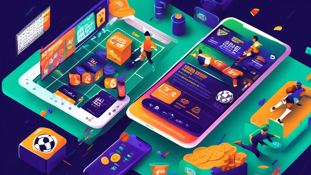 An illustration showcasing the top features of sports betting sites: a vibrant, user-friendly interface displayed on a smartphone and a laptop, highlighting diverse betting options with dynamic odds, and visually appealing icons representing bonuses, promotions, and loyalty programs. The background features a lively sports environment with fans cheering in a stadium, creating an exciting atmosphere that reflects the thrill of wagering.