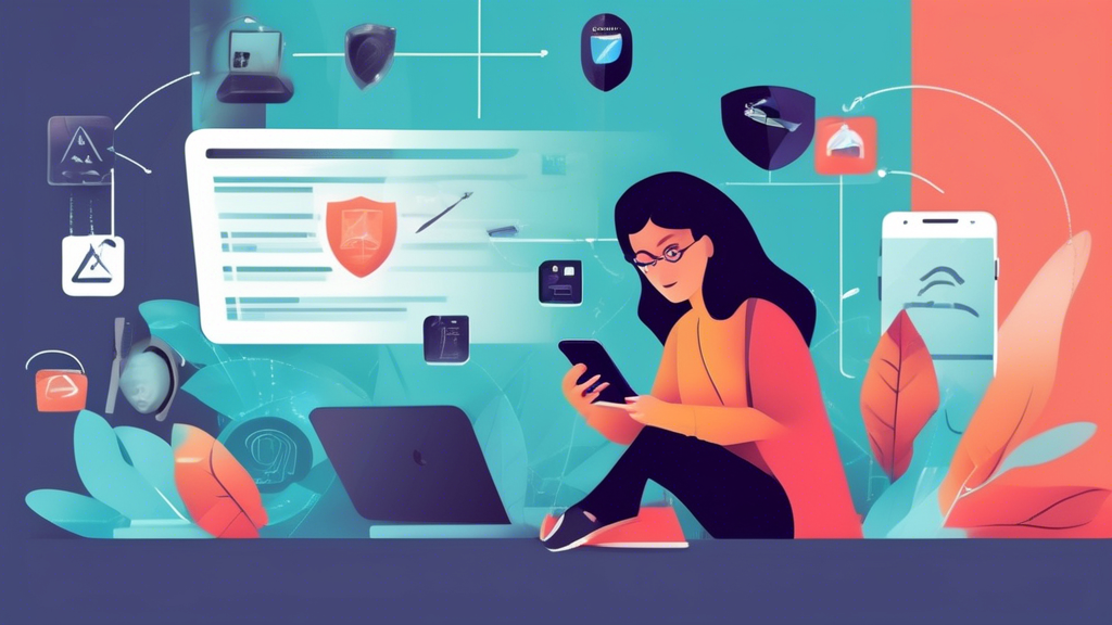 Prompt for DALL-E:

Create an image that illustrates essential tips for enhancing consumer online privacy protection. The image should feature a person actively securing their personal devices and networks, using strong, unique passwords, and setting up two-factor authentication on their smartphone. Additionally, the image should include visual elements representing awareness of phishing scams and the dangers of malicious software, such as warning signs or a magnifying glass over suspicious emails and links.

Keyword: consumer online privacy
