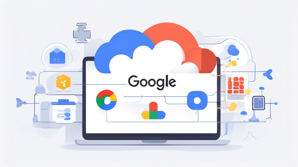 Create an image that showcases the essential services and products of Google Cloud Computing. Display icons or representations for Compute Engine (virtual machines), Google Kubernetes Engine (containers orchestration with Kubernetes), BigQuery (cloud-based data analysis), and other key services like Cloud Storage and Cloud Functions. The setting should feature a modern, tech-savvy aesthetic with a touch of sophistication, reflecting its state-of-the-art technology and usability for businesses.