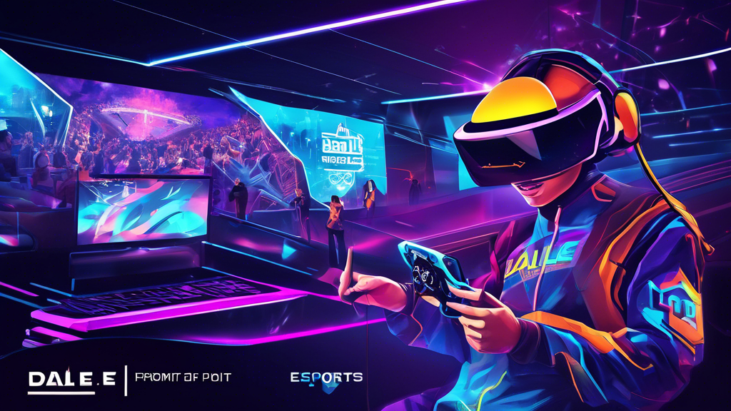 Create an image prompt for DALL-E based on outline point #3 The Future of eSports Online: Trends, Challenges, and Opportunities:

---

Create a vibrant and dynamic digital illustration depicting the future of eSports online. Highlight emerging game genres with futuristic graphics and complex virtual environments. Showcase new competitive formats, like augmented reality (AR) and virtual reality (VR) eSports competitions, along with diverse and engaged online audiences. Include imagery of innovative viewer engagement strategies, such as interactive livestreams and holographic displays. Additionally, illustrate potential challenges like regulatory barriers represented by abstract legal symbols and diversity issues shown through inclusive and diverse gamer characters. Finally, depict opportunities for growth with expanding markets, global sponsorships, and futuristic eSports arenas. Make sure the image feels forward-thinking, energetic, and packed with technological and social elements that represent the evolving landscape of online eSports. Keywords: future trends in esports online, emerging esports trends, challenges in esports online, opportunities in esports.

---