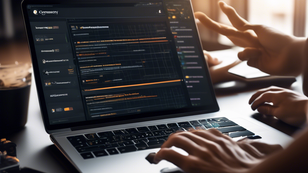 Create an image that helps illustrate the steps for buying cryptocurrency, from selecting a reputable exchange to making your first purchase. The image should include the following elements:

1. A computer screen displaying a list of reputable cryptocurrency exchanges, each with ratings and reviews.
2. A close-up of a person’s hands on a keyboard, registering and verifying their account on an exchange.
3. A digital wallet icon with a credit card and banking transfer symbols next to it, representing the process of funding the account.
4. Finally, a graphical representation of the actual purchase process, with a 